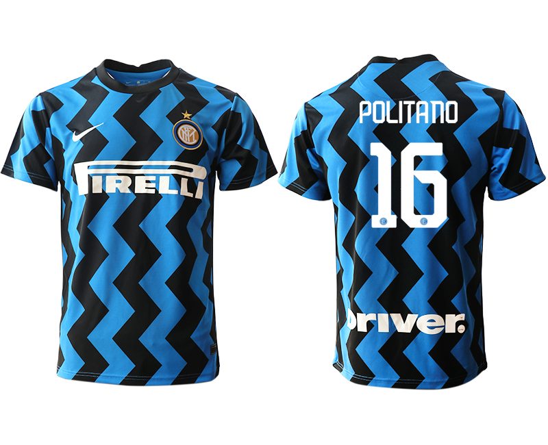 2020-21 Inter Milan 16 POLITANO Home Thailand Soccer Jersey