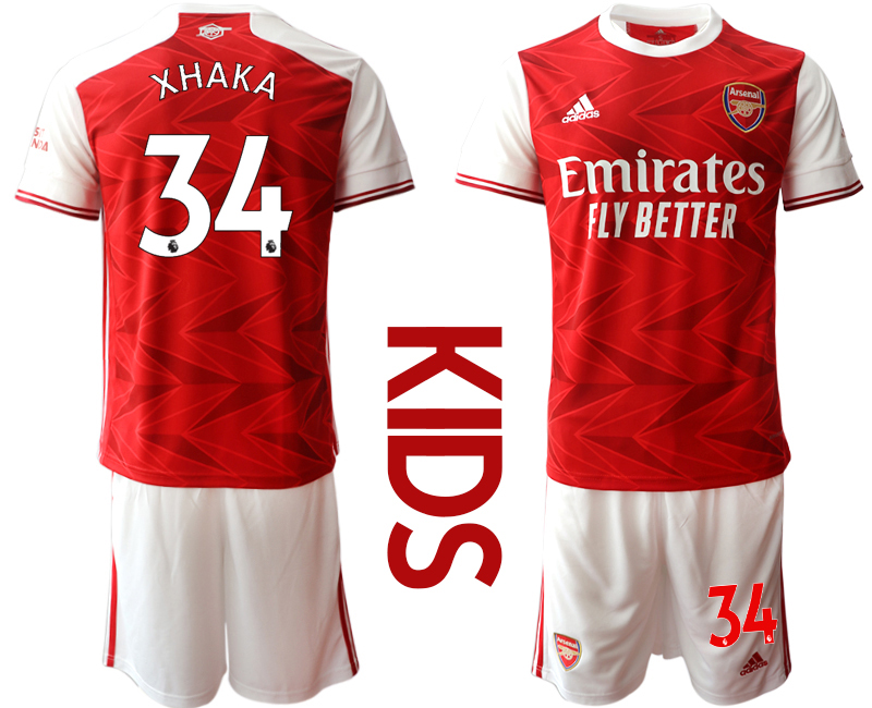 2020-21 Arsenal 34 XHAKA Youth Home Soccer Jersey