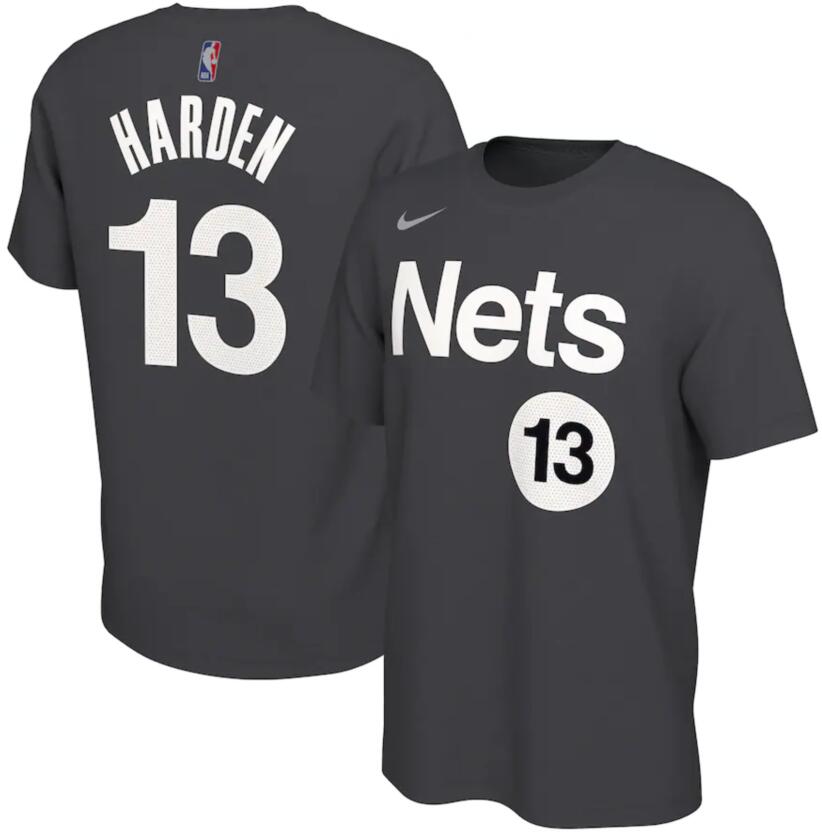 Men's Brooklyn Nets James Harden Nike Black 2020-21 Earned Edition Name & Number T-Shirt