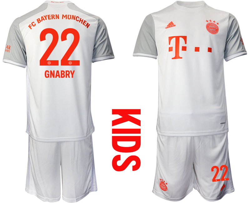 2020-21 Bayern Munich 22 GNABRY Youth Away Soccer Jersey
