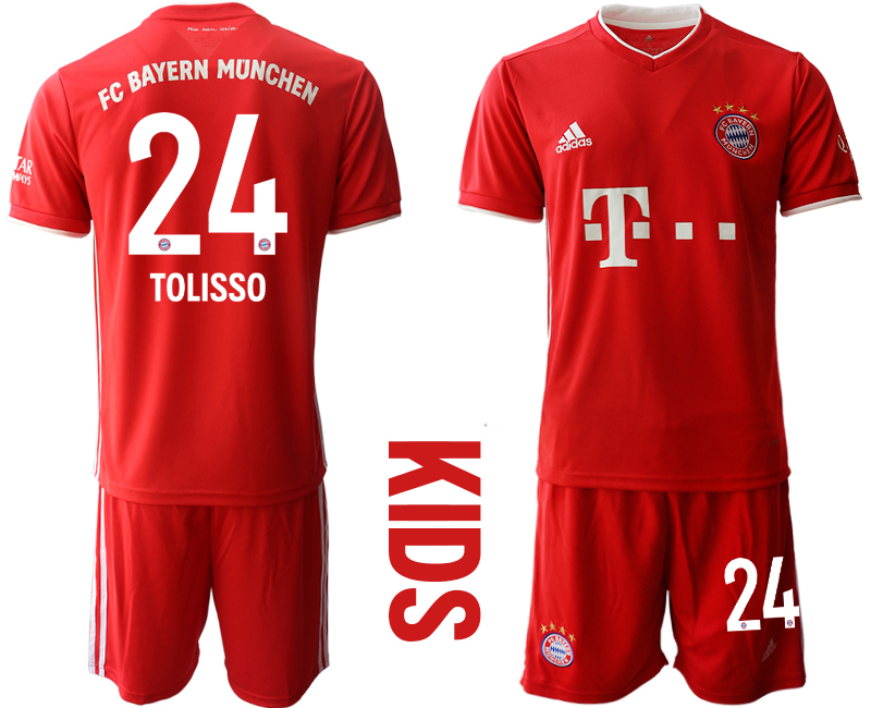 2020-21 Bayern Munich 24 TOLISSO Youth Home Soccer Jersey