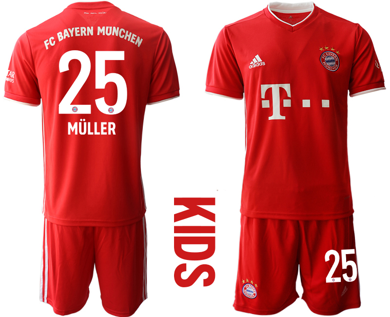 2020-21 Bayern Munich 25 MULLER Youth Home Soccer Jersey
