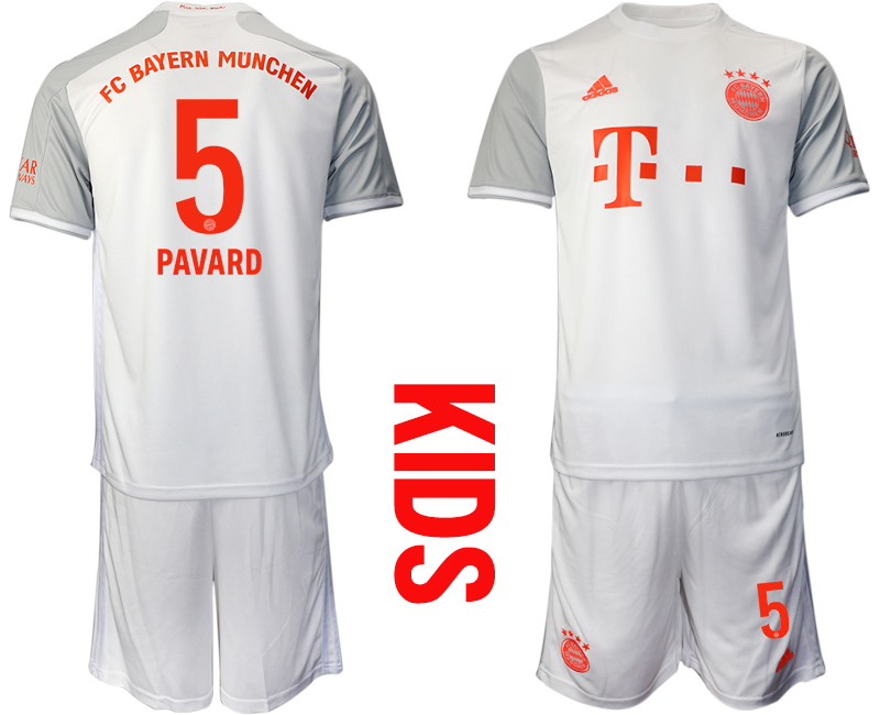 2020-21 Bayern Munich 5 PAVARD Youth Away Soccer Jersey