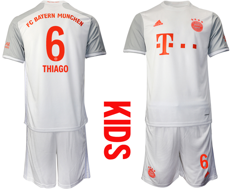 2020-21 Bayern Munich 6 THIAGO Youth Away Soccer Jersey