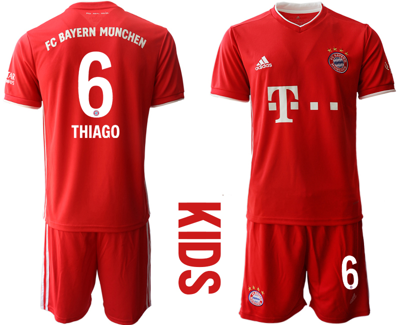 2020-21 Bayern Munich 6 THIAGO Youth Home Soccer Jersey