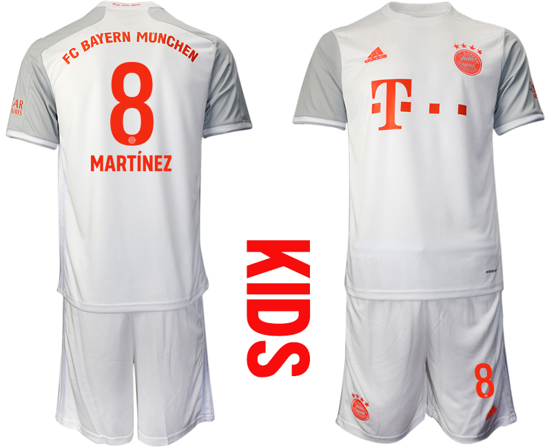 2020-21 Bayern Munich 8 MARTINEZ Youth Away Soccer Jersey