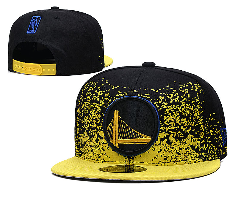 Warriors Team Logo New Era Black Yellow Fade Up Adjustable Hat YD