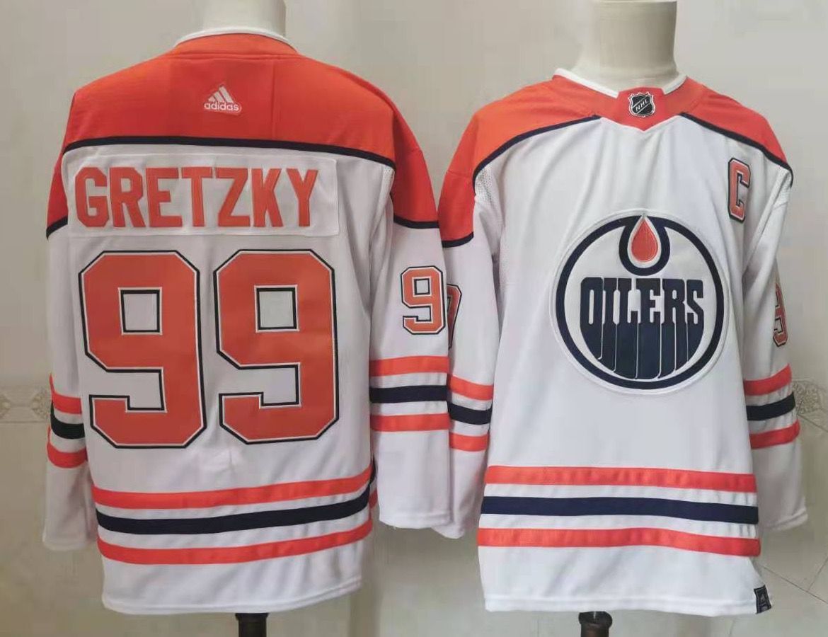 Oilers 99 Wayne Gretzky White 2020-21 Reverse Retro Adidas Jersey