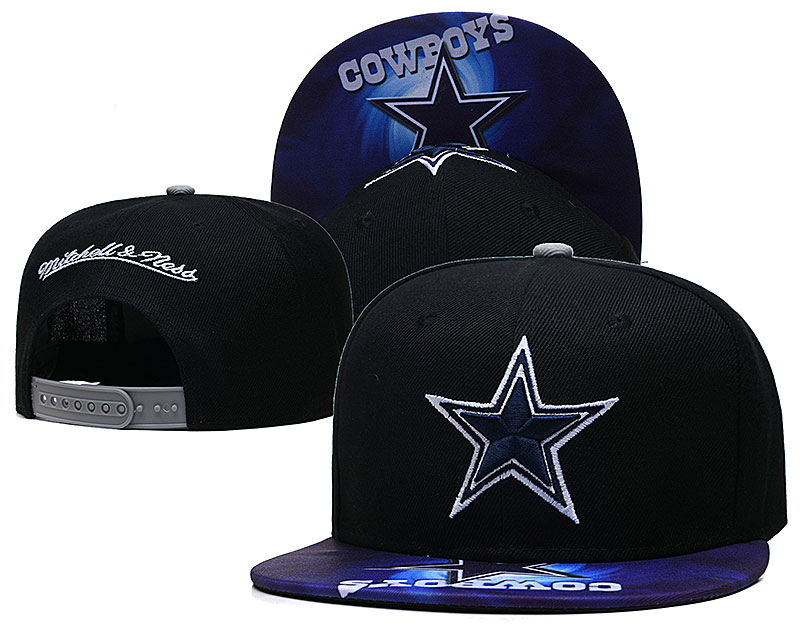 Cowboys Team Logo Black Mitchell & Ness Adjustable Hat LH
