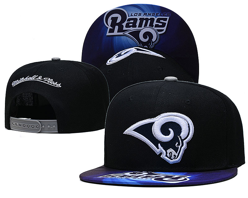 Rams Team Logo Black Mitchell & Ness Adjustable Hat LH