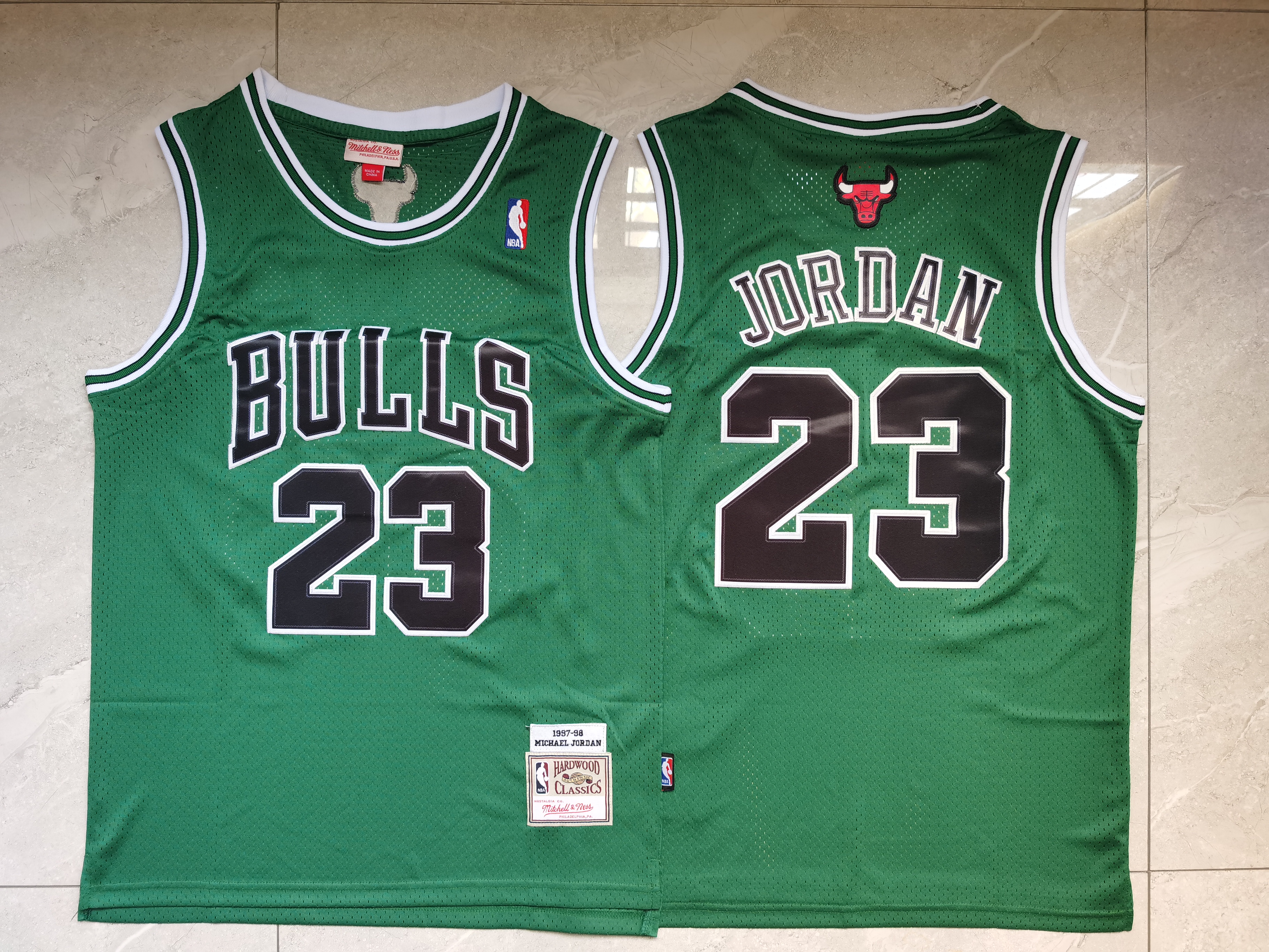 Bulls 23 Michael Jordan Green 1997 98 Hardwood Classics Swingman Jersey