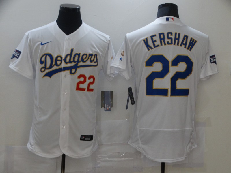 Dodgers 22 Clayton Kershaw White Nike 2021 Gold Program Flexbase Jersey - Click Image to Close