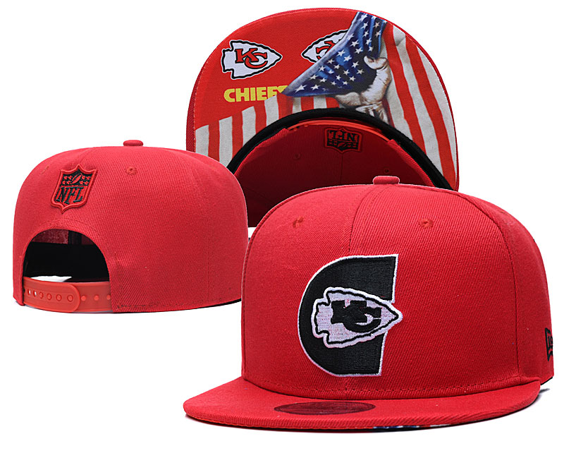 Chiefs Team Logo Red USA Flag Adjustable Hat GS