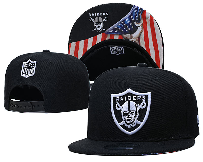 Raiders Team Logo Black USA Flag Adjustable Hat GS - Click Image to Close