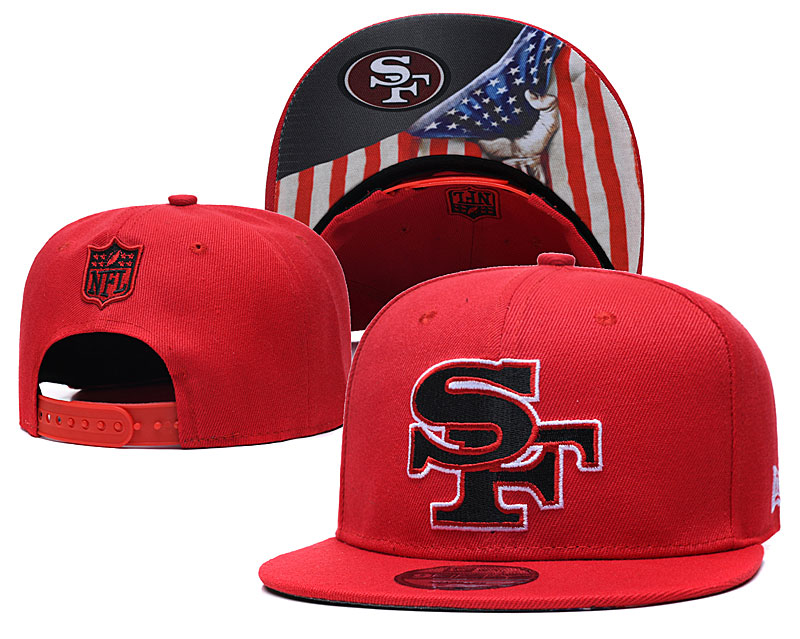 49ers Team Logo Red USA Flag Adjustable Hat GS