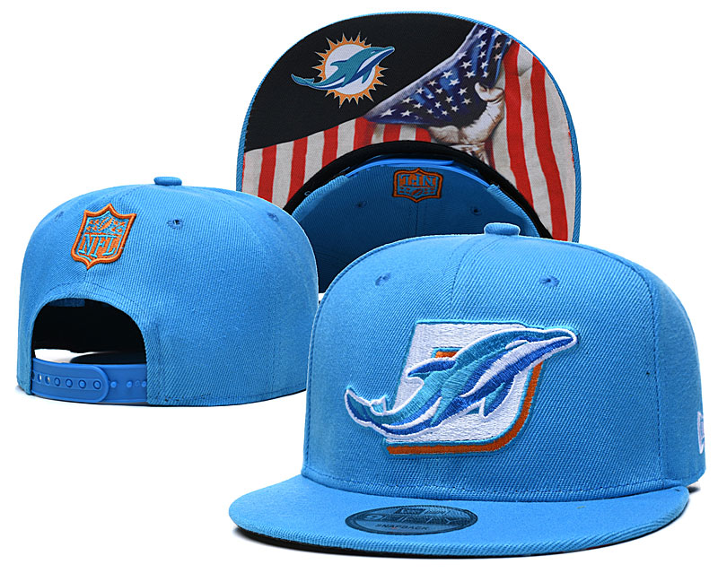Dolphins Team Logo Blue USA Flag Adjustable Hat GS
