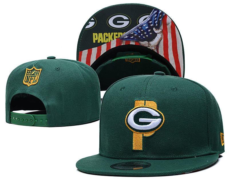 Packers Team Logo Green USA Flag Adjustable Hat GS