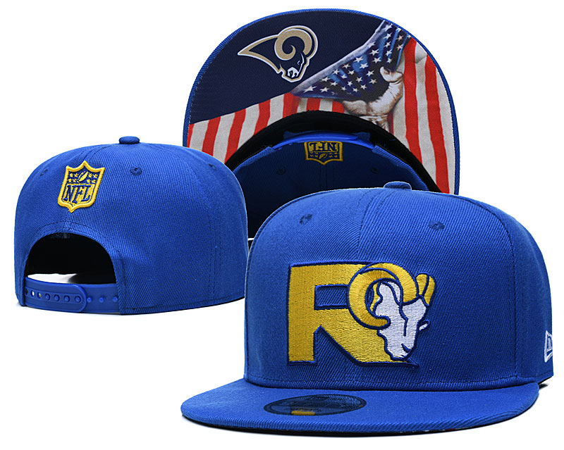 Rams Team Logo Blue USA Flag Adjustable Hat GS - Click Image to Close