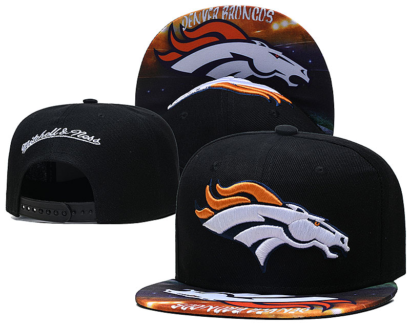 Broncos Team Logo Black Mitchell & Ness Adjustable Hat LH