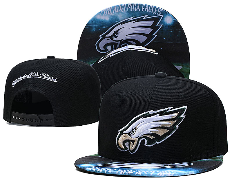 Eagles Team Logo Black Mitchell & Ness Adjustable Hat LH