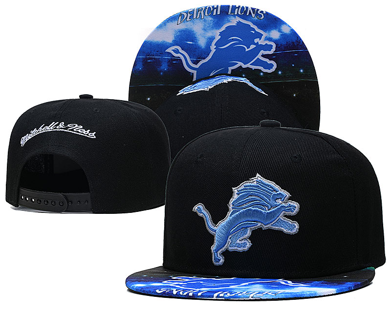 Lions Team Logo Black Mitchell & Ness Adjustable Hat LH