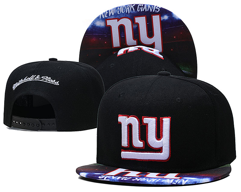 New York Giants Team Logo Black Mitchell & Ness Adjustable Hat LH