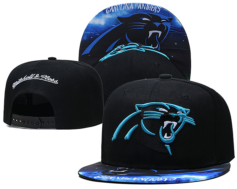 Panthers Team Logo Black Mitchell & Ness Adjustable Hat LH