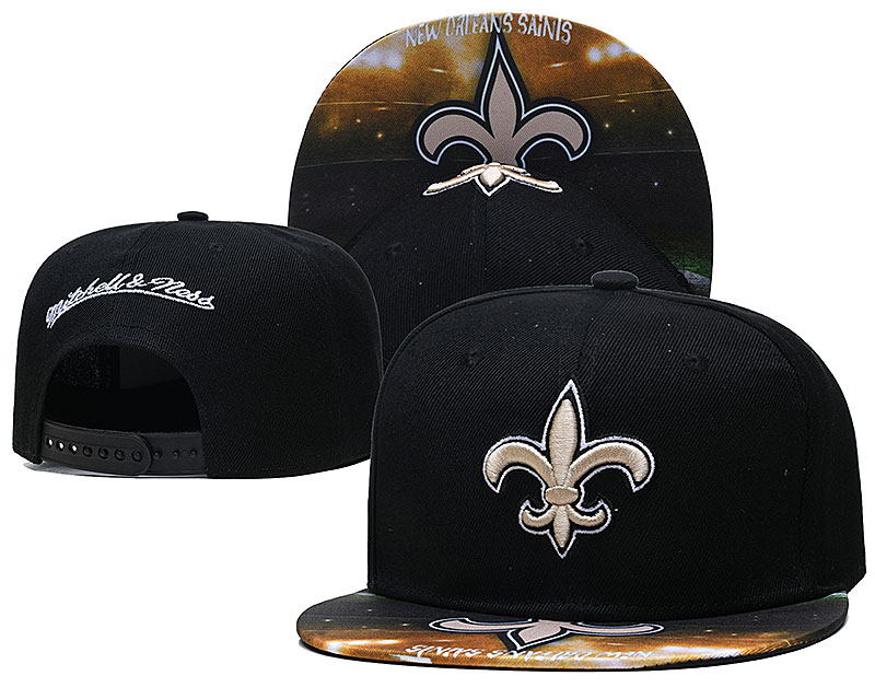 Saints Team Logo Black Mitchell & Ness Adjustable Hat LH