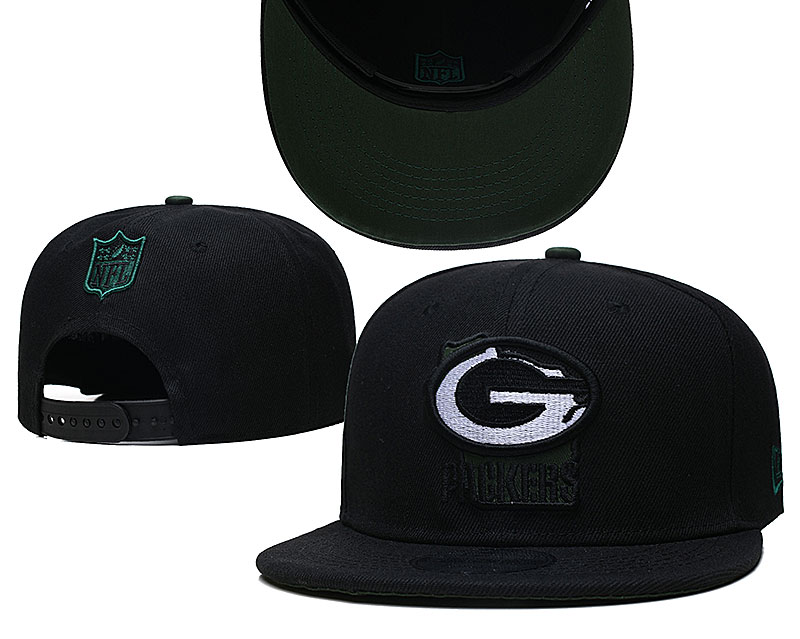 Packers Team Logo Black New Era Adjustable Hat GS - Click Image to Close