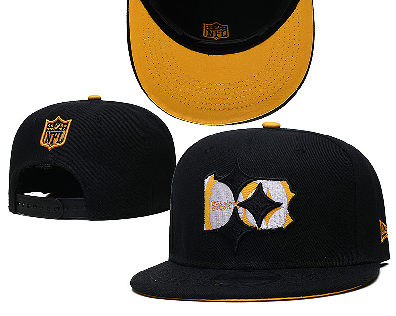 Steelers Team Logo Black New Era Adjustable Hat GS