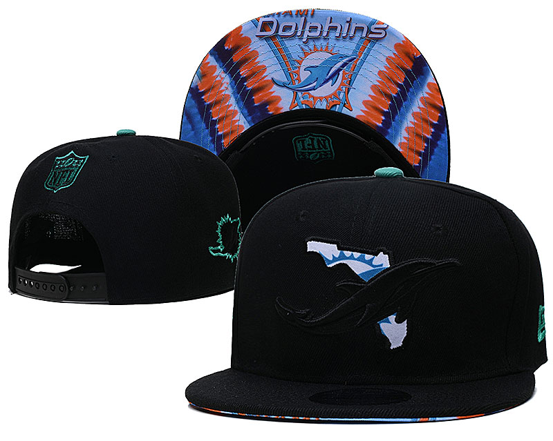 Dolphins Team Logo Black New Era Adjustable Hat YD