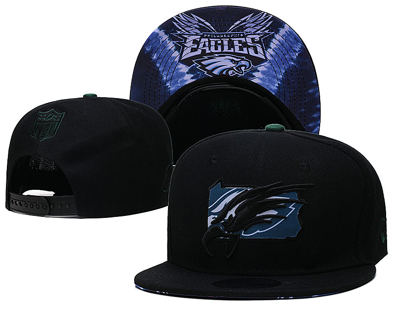 Eagles Team Logo Black New Era Adjustable Hat YD