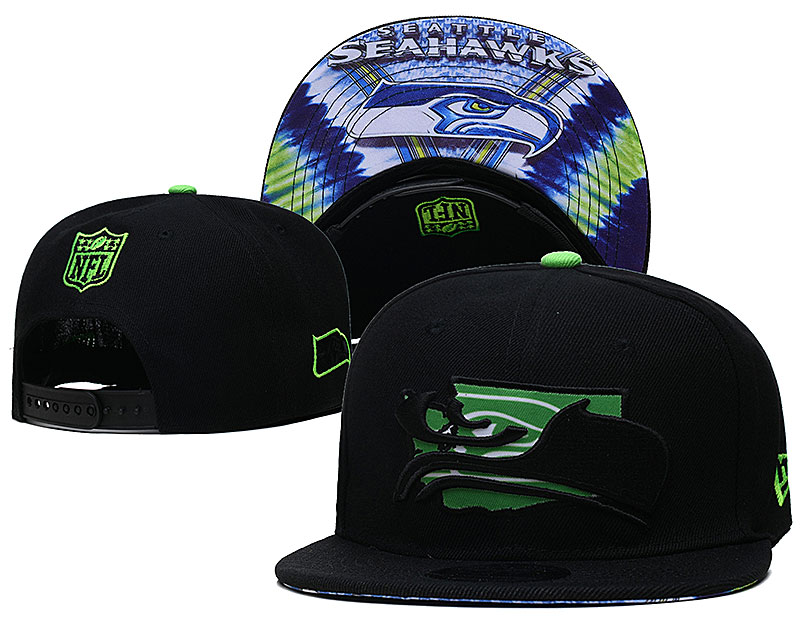Seahawks Team Logo Black New Era Adjustable Hat YD