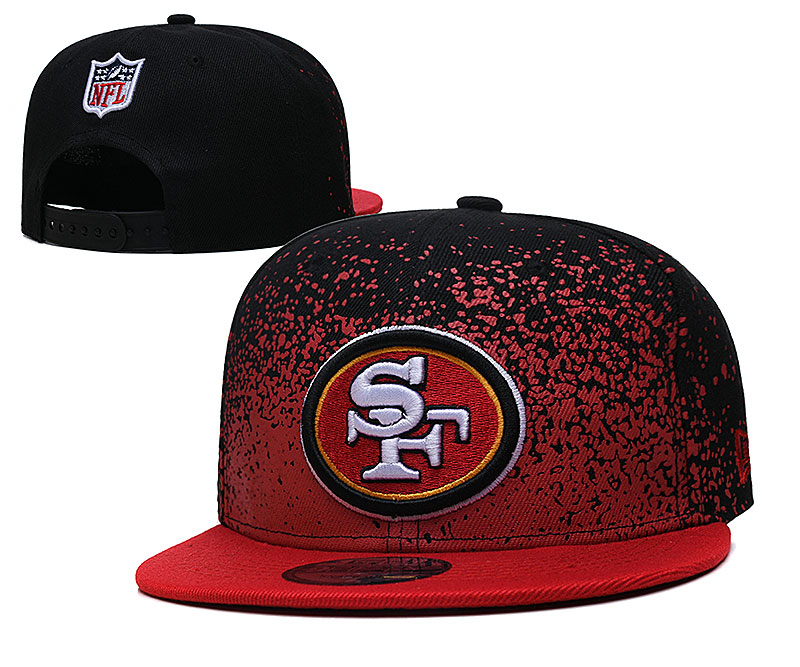 49ers Team Logo New Era Black Red Fade Up Adjustable Hat GS