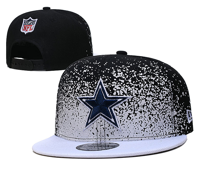 Cowboys Team Logo New Era Black White Fade Up Adjustable Hat GS
