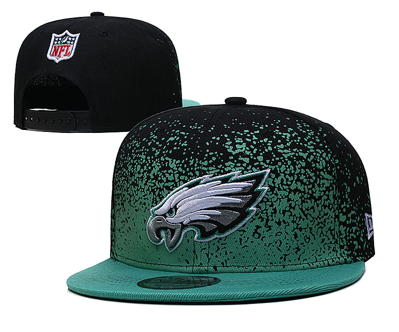 Eagles Team Logo New Era Black Green Fade Up Adjustable Hat GS