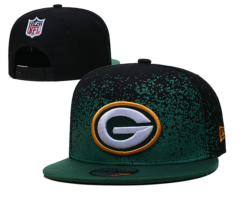 Packers Team Logo New Era Black Green Fade Up Adjustable Hat GS