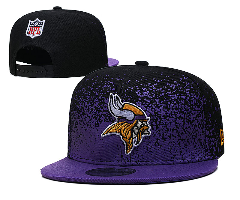 Vikings Team Logo New Era Black Purple Fade Up Adjustable Hat GS