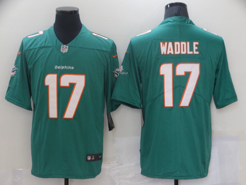 Nike Dolphins 17 Jaylen Waddle Aque 2021 NFL Draft Vapor Untouchable Limited Jersey