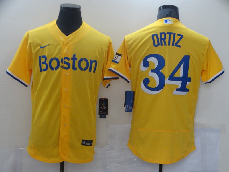 Red Sox 34 Gold Nike 2021 City Connect Replica Player Flexbase Jersey