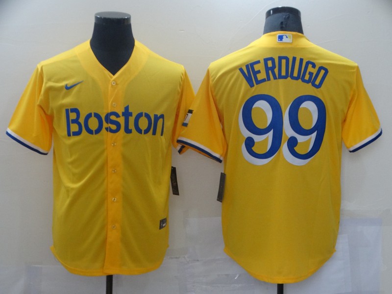 Red Sox 99 Alex Verdugo Gold Nike 2021 City Connect Replica Player Cool Base Jersey
