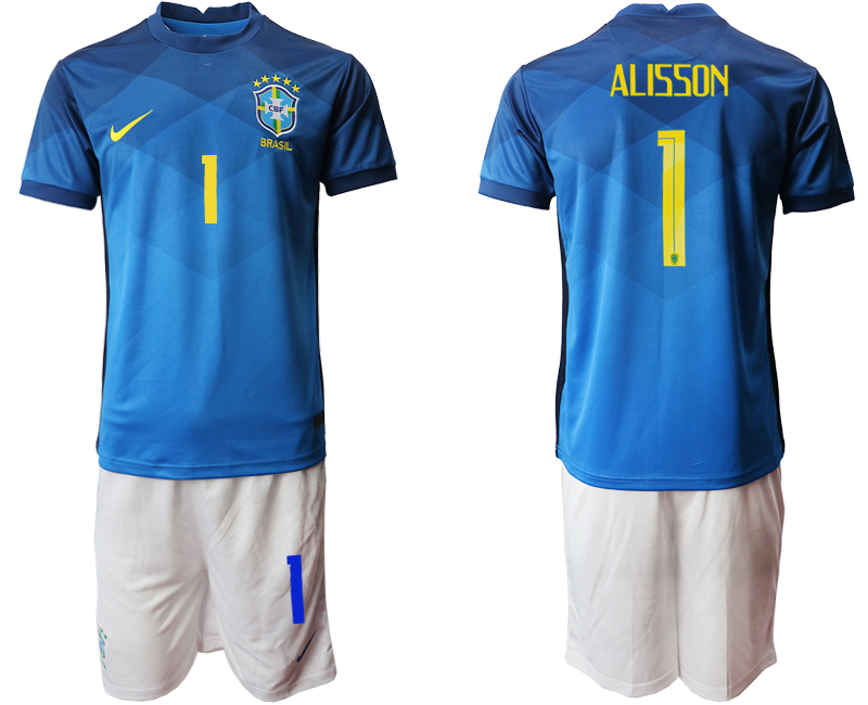 2020-21 Brazil 1 ALISSON Away Soccer Jersey