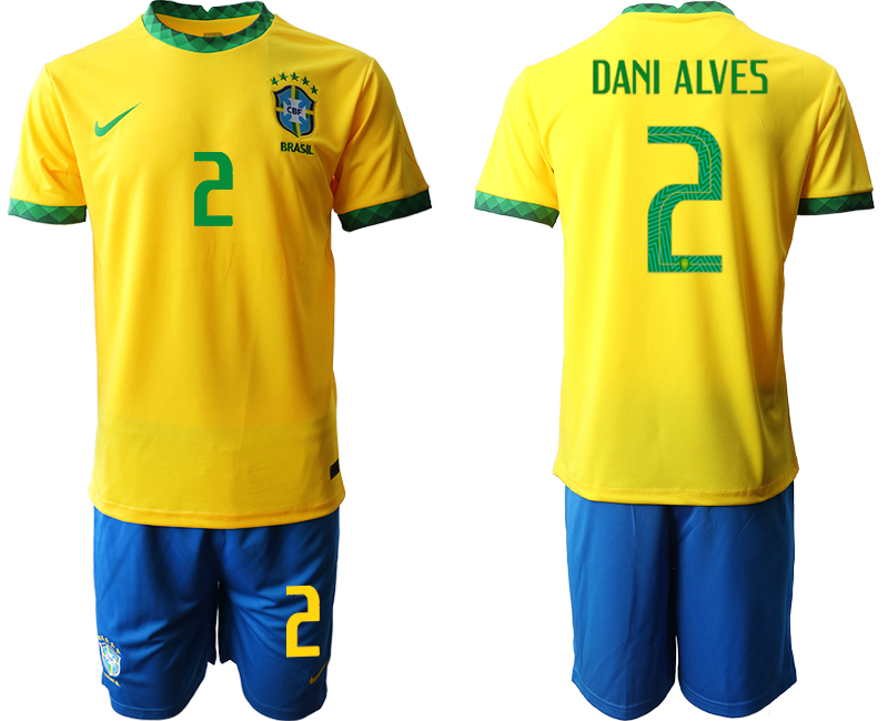 2020-21 Brazil 2 DANI ALVES Home Soccer Jersey - Click Image to Close