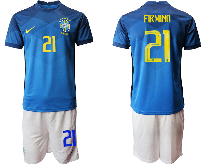 2020-21 Brazil 21 FIRMINO Away Soccer Jersey