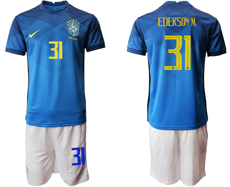 2020-21 Brazil 31 EDERSON M. Away Soccer Jersey