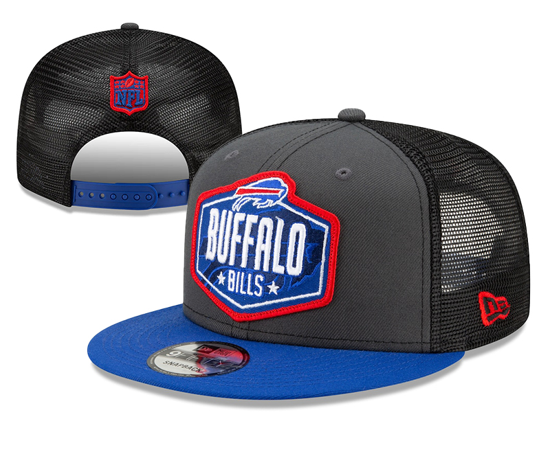 Bills Team Logo Black Blue 2021 NFL Draft New Era Adjustable Hat YD