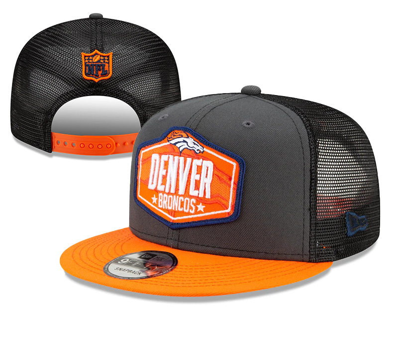 Broncos Team Team Logo Black Orange 2021 NFL Draft New Era Adjustable Hat YD