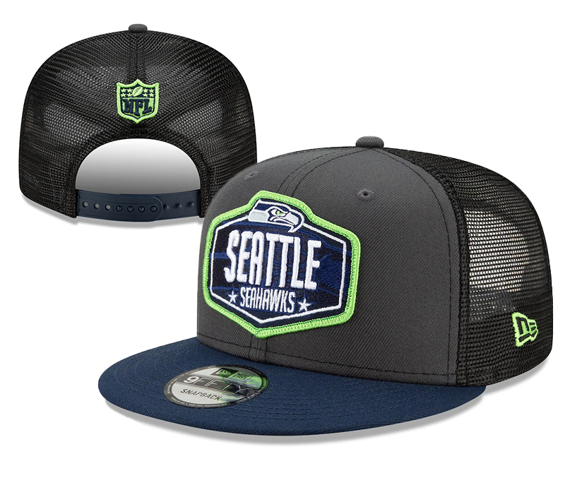 Seahawks Team Logo Black 2021 NFL Draft New Era Adjustable Hat YD - Click Image to Close