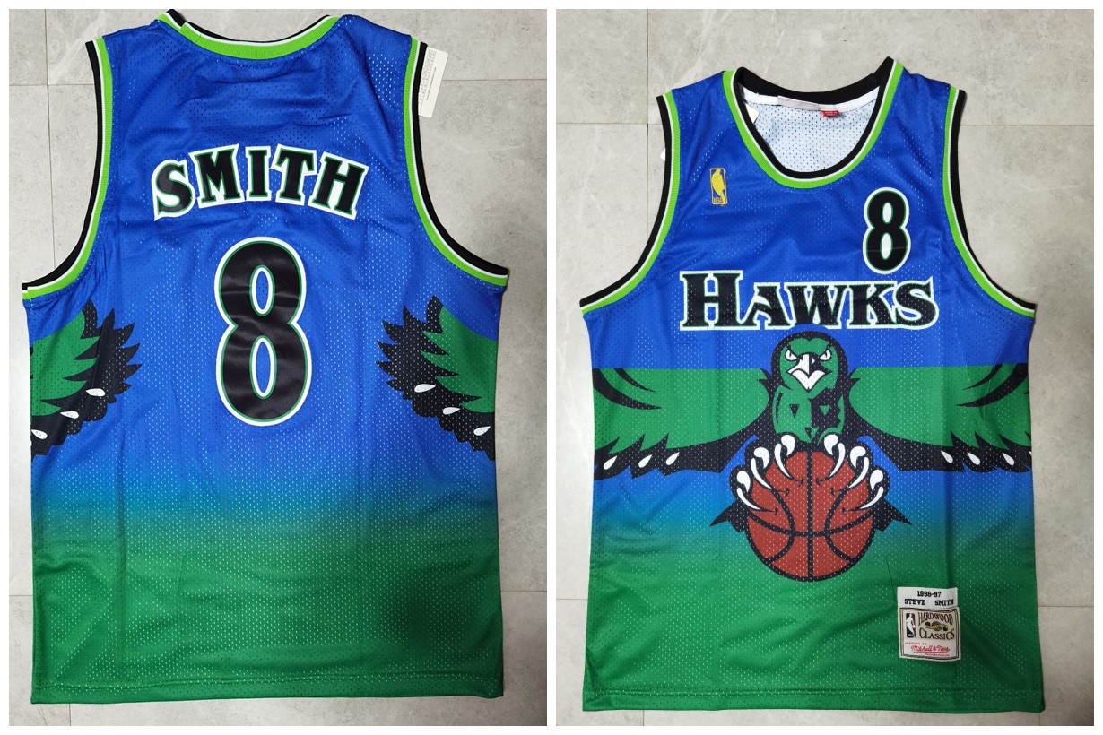 Hawks 8 Steve Smith Green 1996-97 Hardwood Classics Jersey