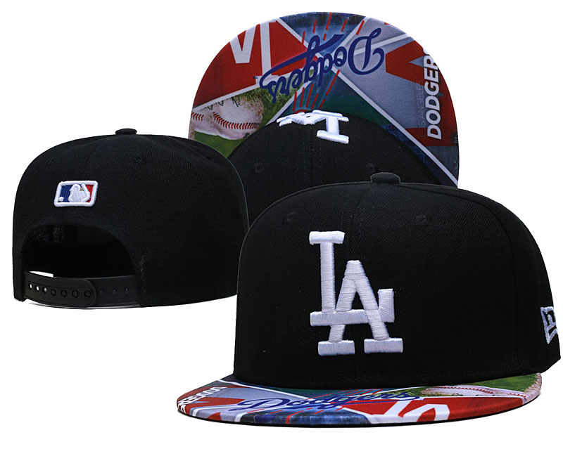 Dodgers Team Logos Black Adjustable Hat LH